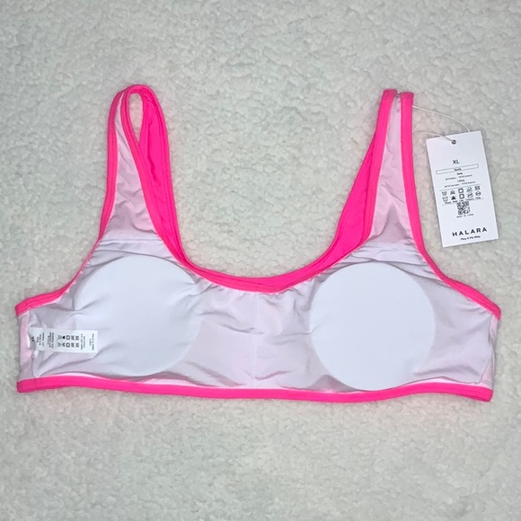 HALARA - NWT Solid U Neck Bikini Top in Neon Pink (Size XL) - Picture 6 of 11